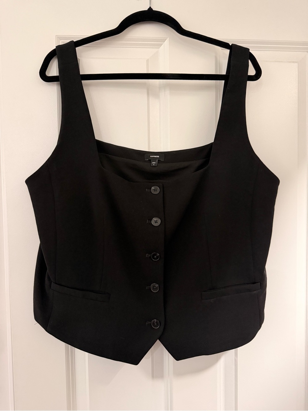 Express Black Button-Front Vest